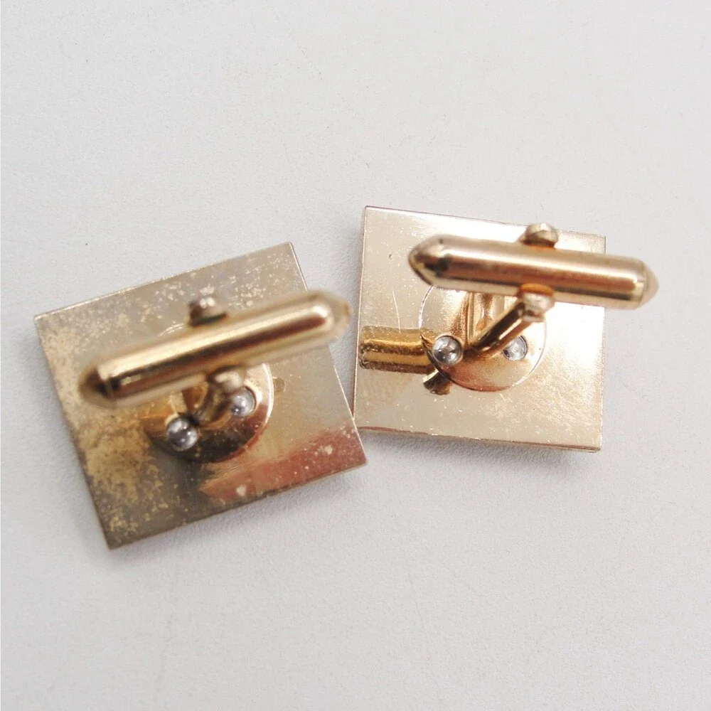 Vintage Swank Trout Bass Fish Cufflinks Gold Tone Black Signed Men Fishing Retro